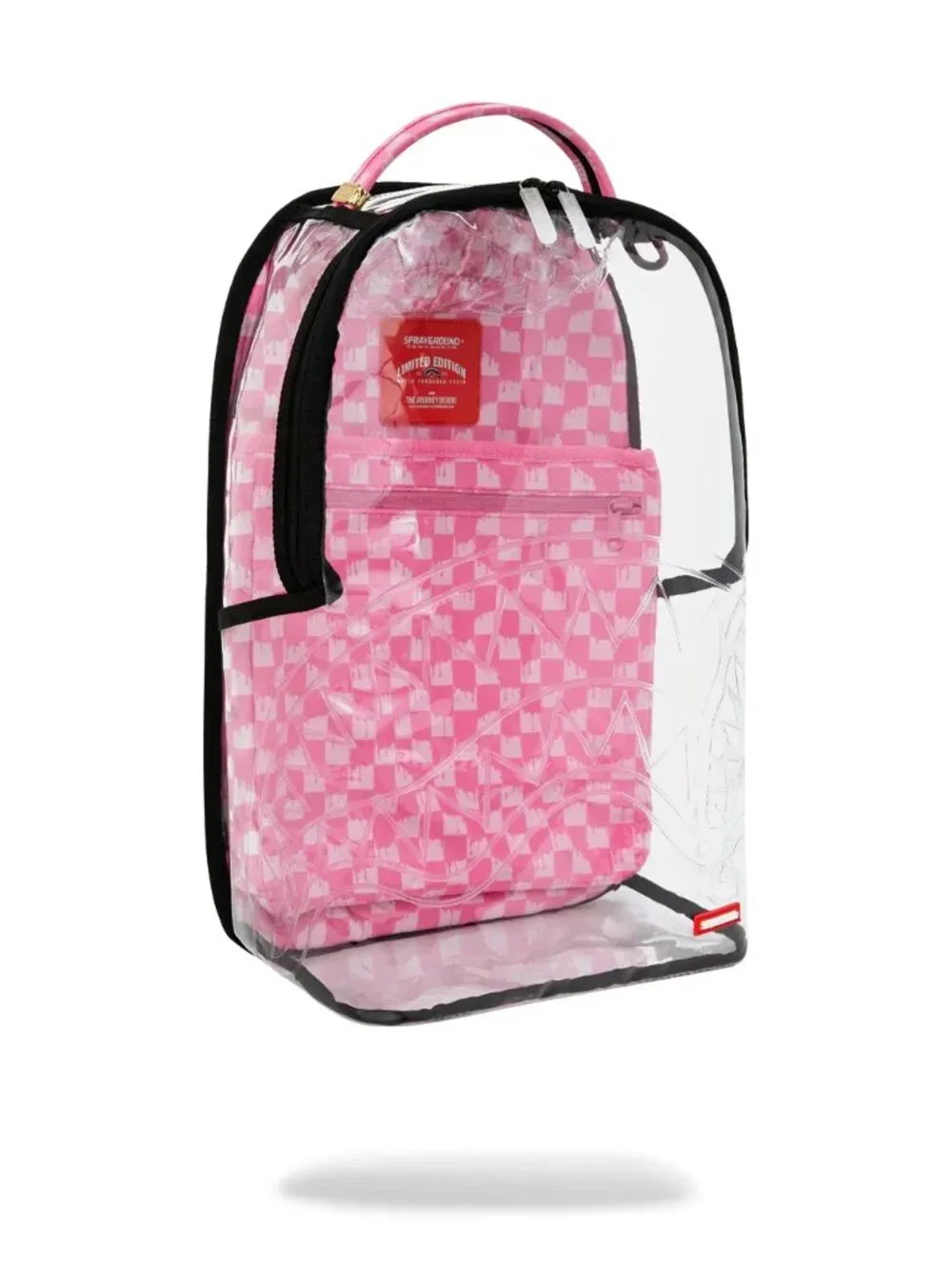 CLEAR DLX BACKPACK - CHECKED OUT (PINK Drip) SPRAYGROUND